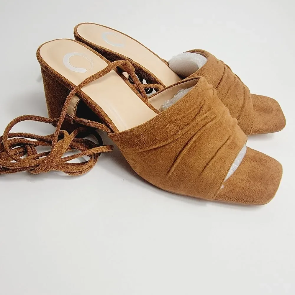 Journee Collection Womens Felisity Open Square Toe Block Heel Sandals Size 6 NIB